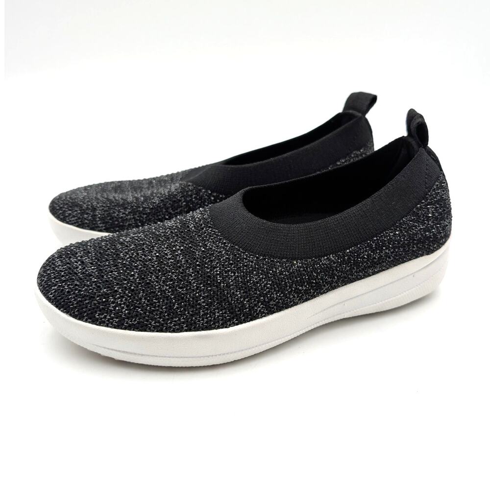 FitFlop Uberknit Ballerina Slip On Flat Shoes Women's Black Size US6 EU37